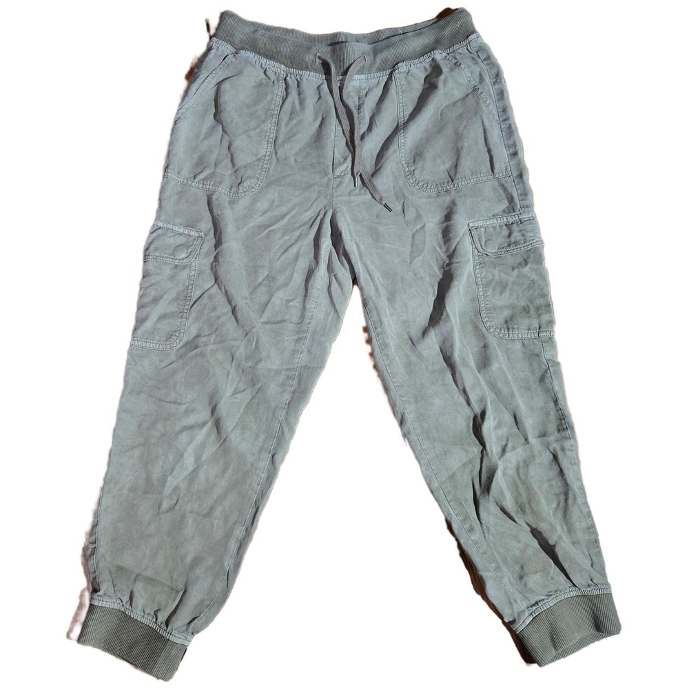 American Eagle Women Olive Green Cargo Jogger Pants Sz L Utility Drawstring Flaw